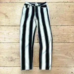 Striped Black and White Women's Jeans